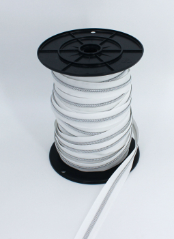 Endlosreißverschluss metallisiert weiß/ silber (1m)